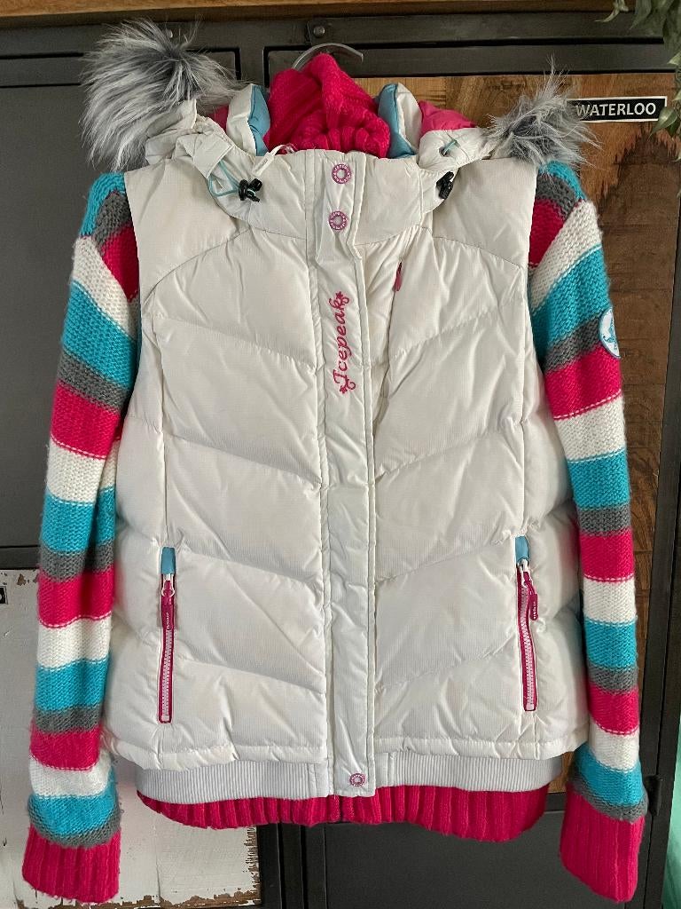 ZGAN Witte bodywarmer met kleurige accenten, merk ICEPEAK, Kleding | Dames, Wintersportkleding, Zo goed als nieuw, Overige typen