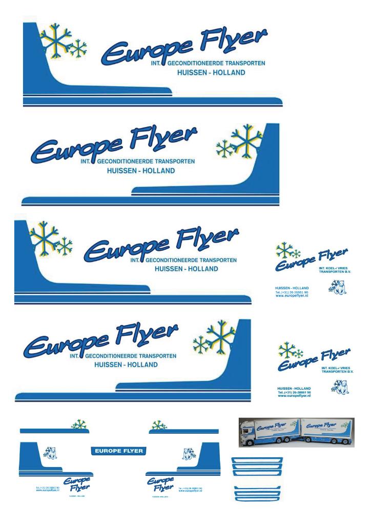 Vrachtauto decal 1:50 Europe Flyer Huissen ( combi ), Verzenden, Nieuw, Bus of Vrachtwagen, Overige merken