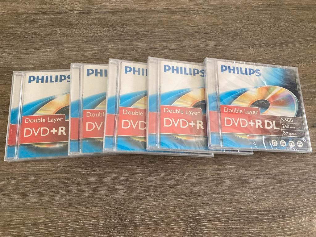 5 x DVD+R DL Philips - double layer - nieuw in plastic, Philips, Nieuw, Ophalen of Verzenden, Dvd