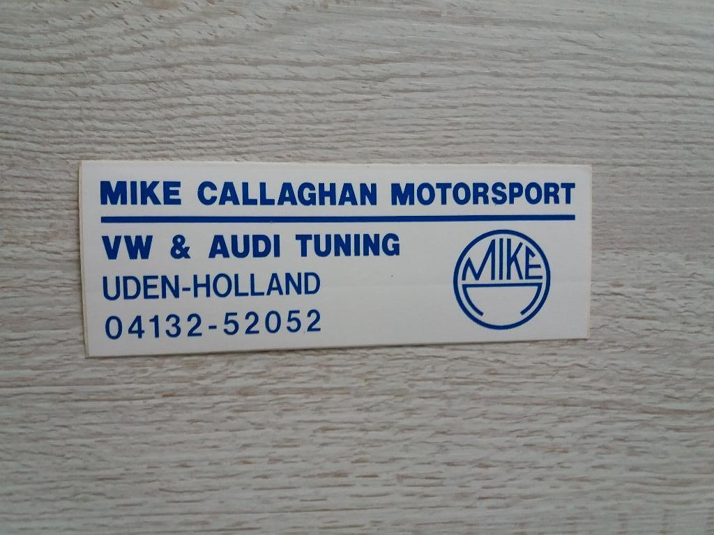 sticker MIKE CALLAGHAN MOTORSPORT VW & AUDI TUNING  Uden, Verzamelen, Stickers, Ophalen of Verzenden, Zo goed als nieuw, Auto of Motor