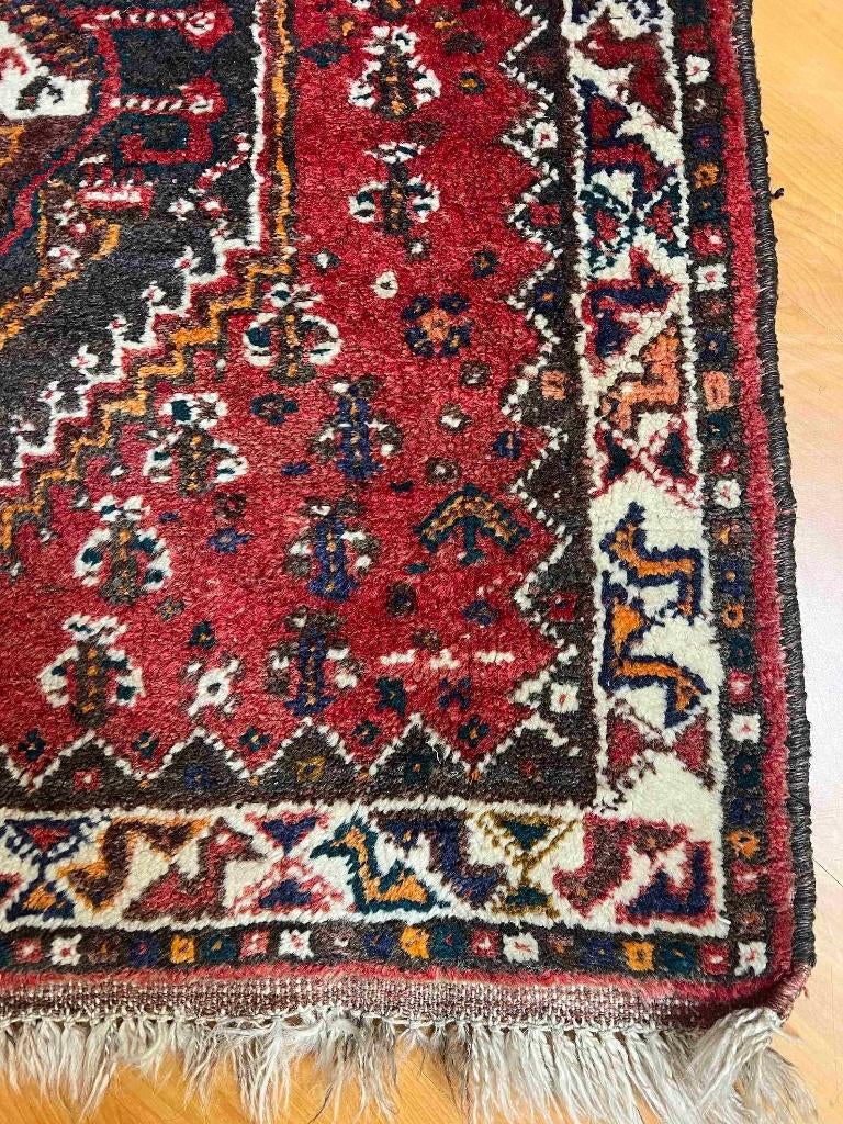 Handgeknoopt Perzisch Shiraz wollen tapijt 135/80 cm, Gebruikt, 100 tot 150 cm, Blauw, Etten-Leur