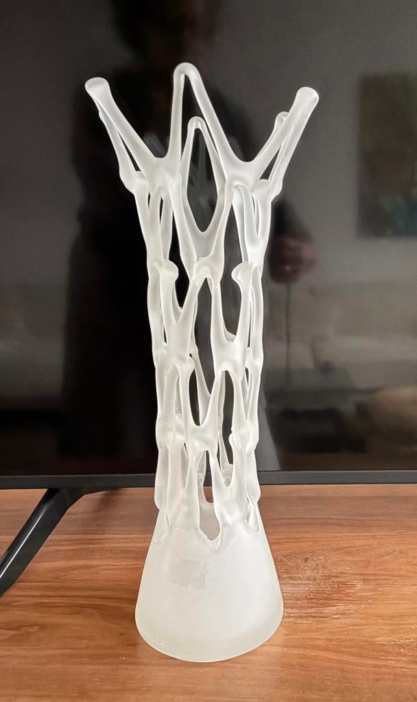 Grote vaas vintage DutZ collection of Murano Lattice, Overige kleuren, Ophalen of Verzenden, Minder dan 50 cm, Glas