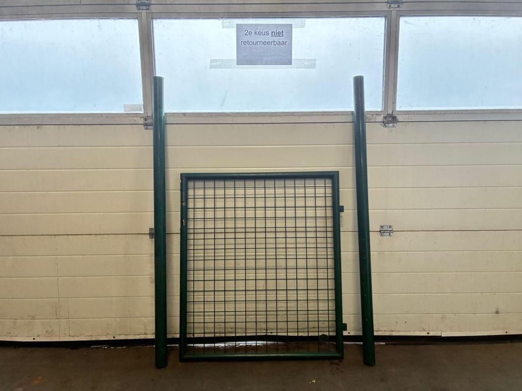 Enkele Tuinpoort - 100 x 90 cm - Groen RAL 6005 -Tweede Keus, Tuin en Terras, Tuinpoorten, Gebruikt, Draaipoort, IJzer, 100 tot 150 cm