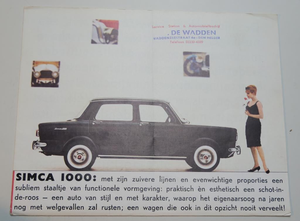 Simca 1000 folder, Boeken, Ophalen of Verzenden, Overige merken, Onbekend, Gelezen
