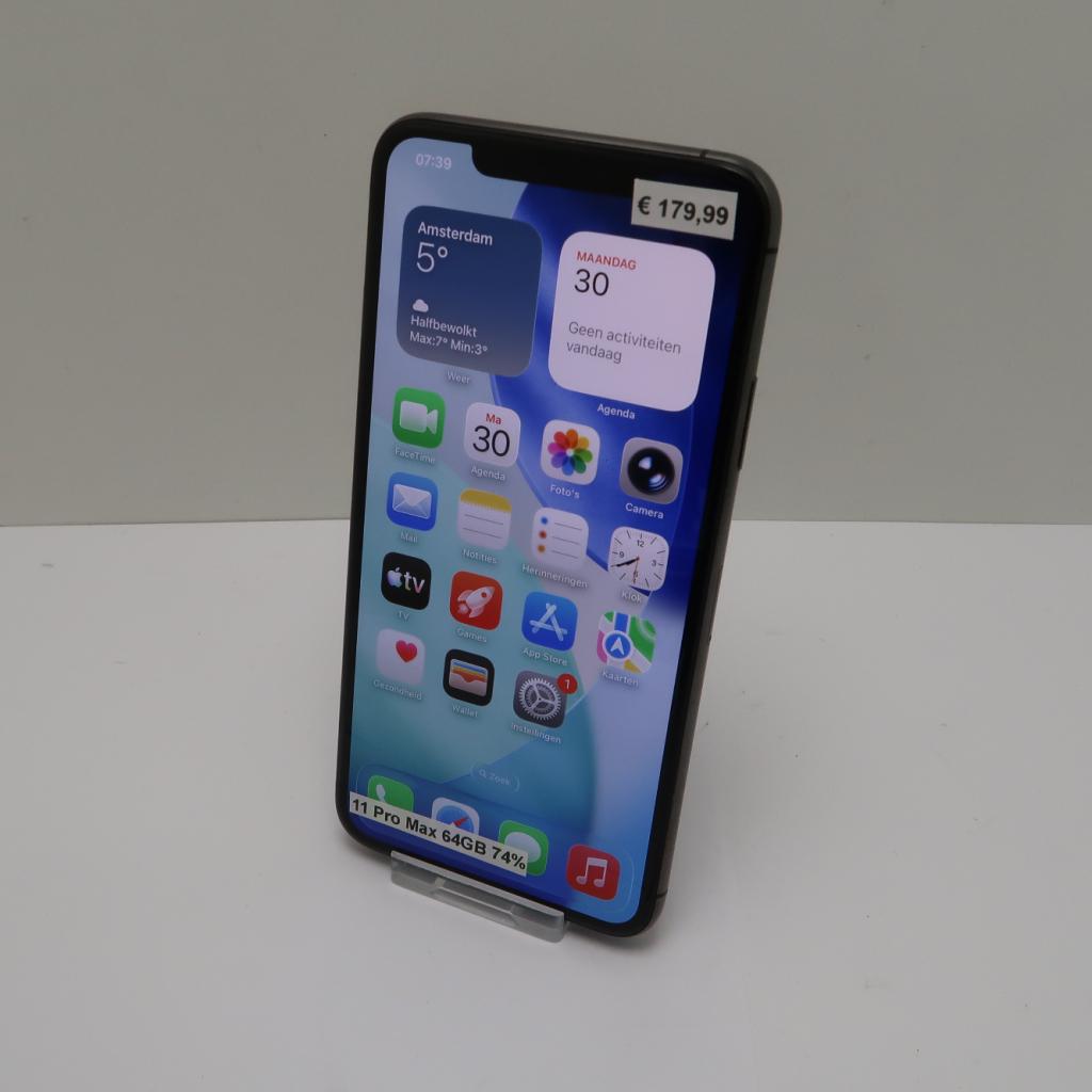 iPhone 11 Pro Max 64GB Space Gray 74% | in Goede Staat, Niet ingevuld, Zo goed als nieuw, Niet ingevuld, Niet ingevuld