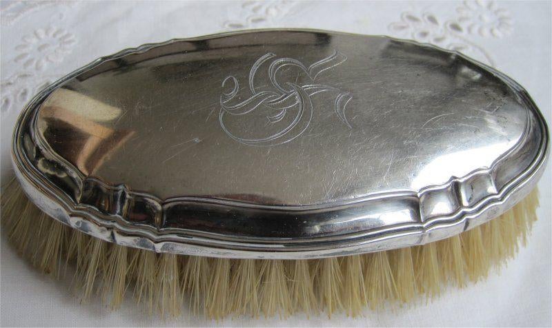 Antieke zilveren borstel (gemerkt) met monogram, Antiek en Kunst, Antiek | Goud en Zilver, Ophalen of Verzenden, Zilver