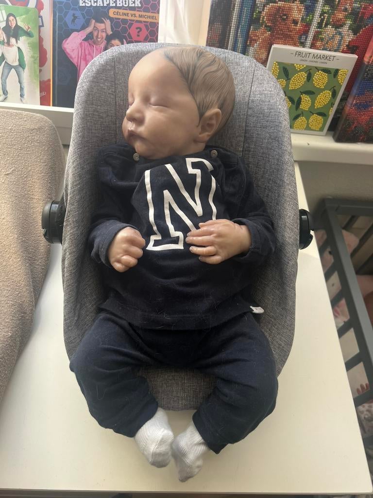 Reborn levi met certficaat, Verzamelen, Poppen, Ophalen of Verzenden, Zo goed als nieuw, Babypop