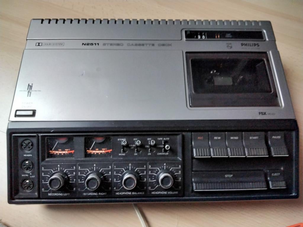 Philips N2511 stereo cassettedeck, Audio, Tv en Foto, Cassettedecks, Ophalen of Verzenden, Enkel, Philips, Tape counter