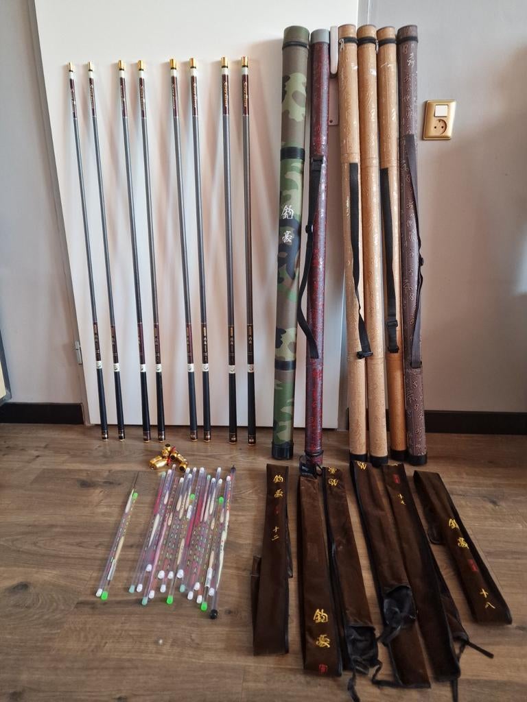 Complete Set vaste hengels | Taiwan Style | Div lengtes TEAB, Ophalen of Verzenden, Zo goed als nieuw, Vaste hengel