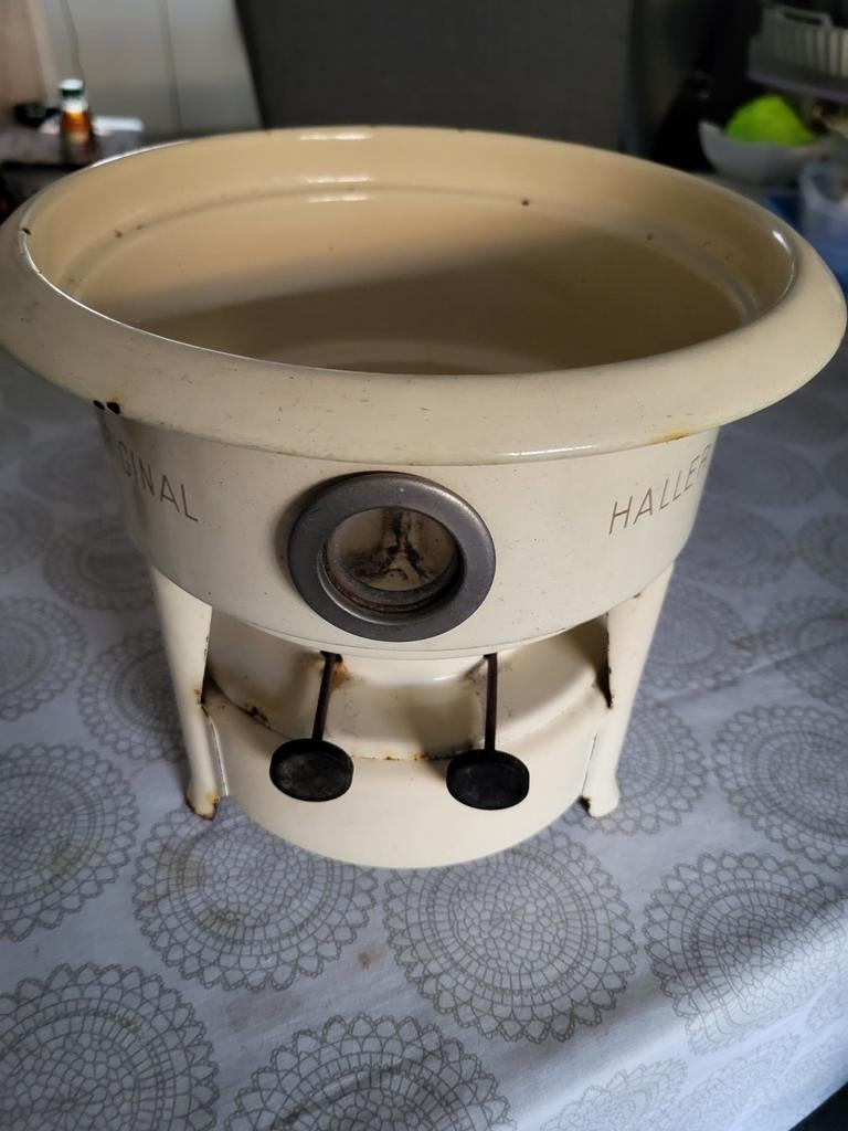 Petroleum  stel zonder rooster .2pits, Antiek en Kunst, Antiek | Emaille, Ophalen of Verzenden