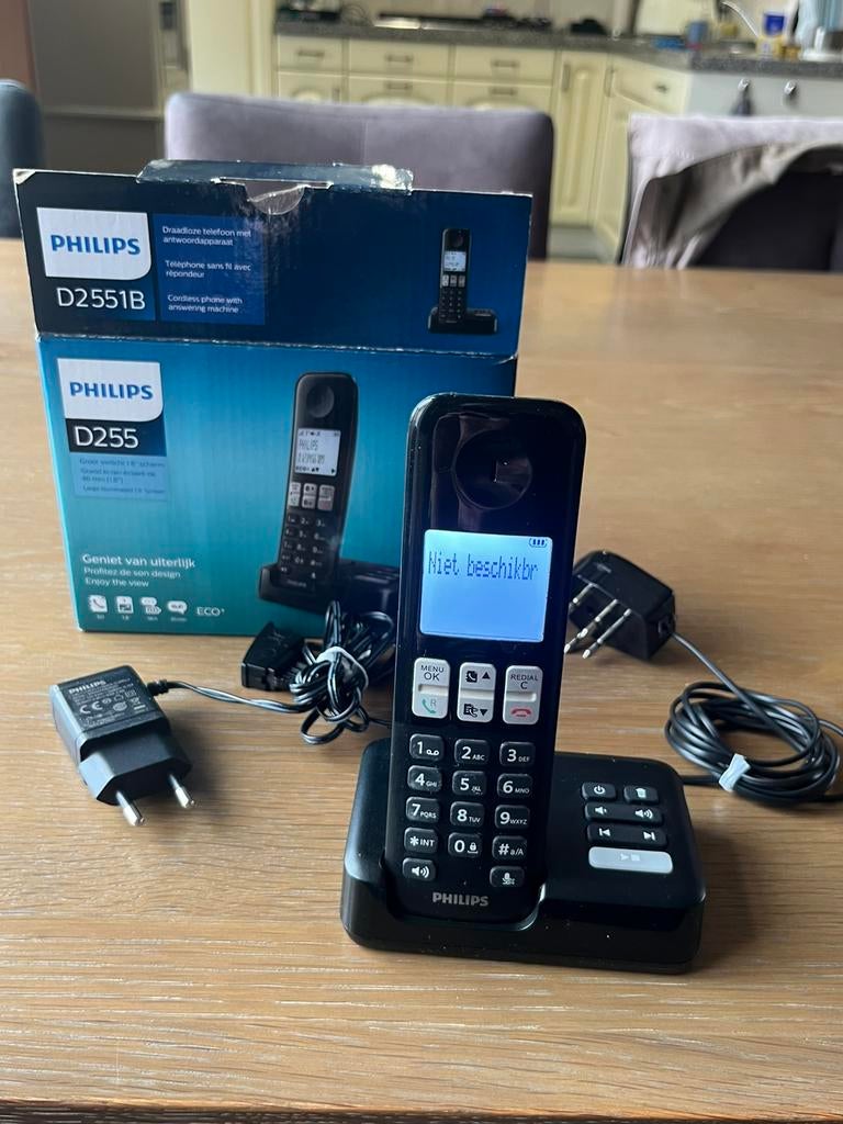 Philips D255 draadloze telefoon met antwoordapparaat, Telecommunicatie, Vaste telefoons | Handsets en Draadloos, Ophalen of Verzenden
