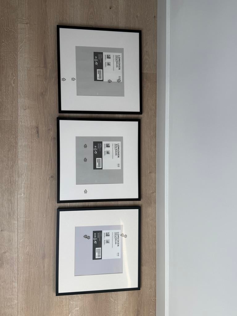 Ikea fotolijsten 3 stuks Lomviken zwart 32x32, Ophalen, Nieuw