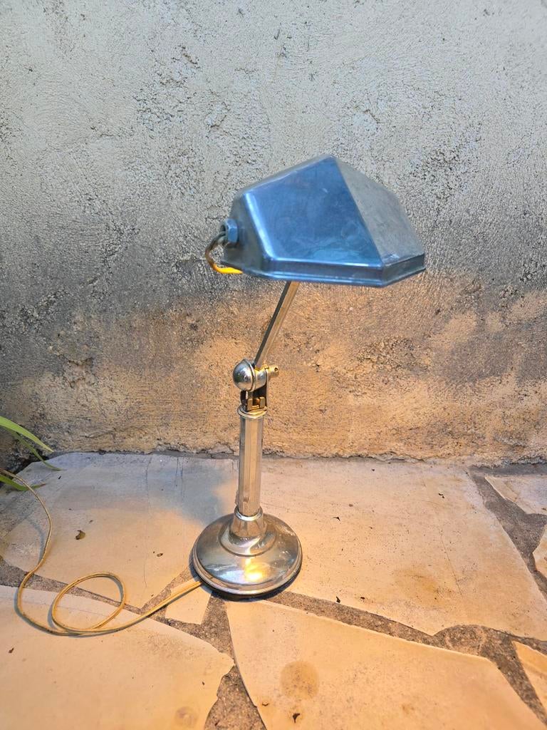 Antieke Franse chrome Art Deco 30S Lampe Piourett - 30S €340, Ophalen of Verzenden