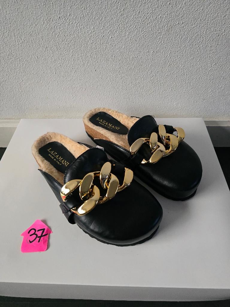 Nieuw leren lazamani klompen maat 37, Ophalen of Verzenden, Instappers, Zwart, Lazamani