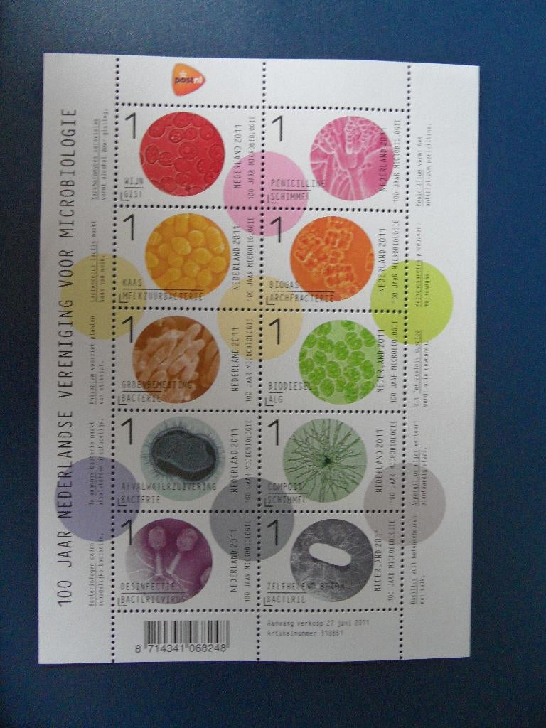 Postzegelvel 100 jaar Microbiologie *** met korting ***, Ophalen of Verzenden, Postfris