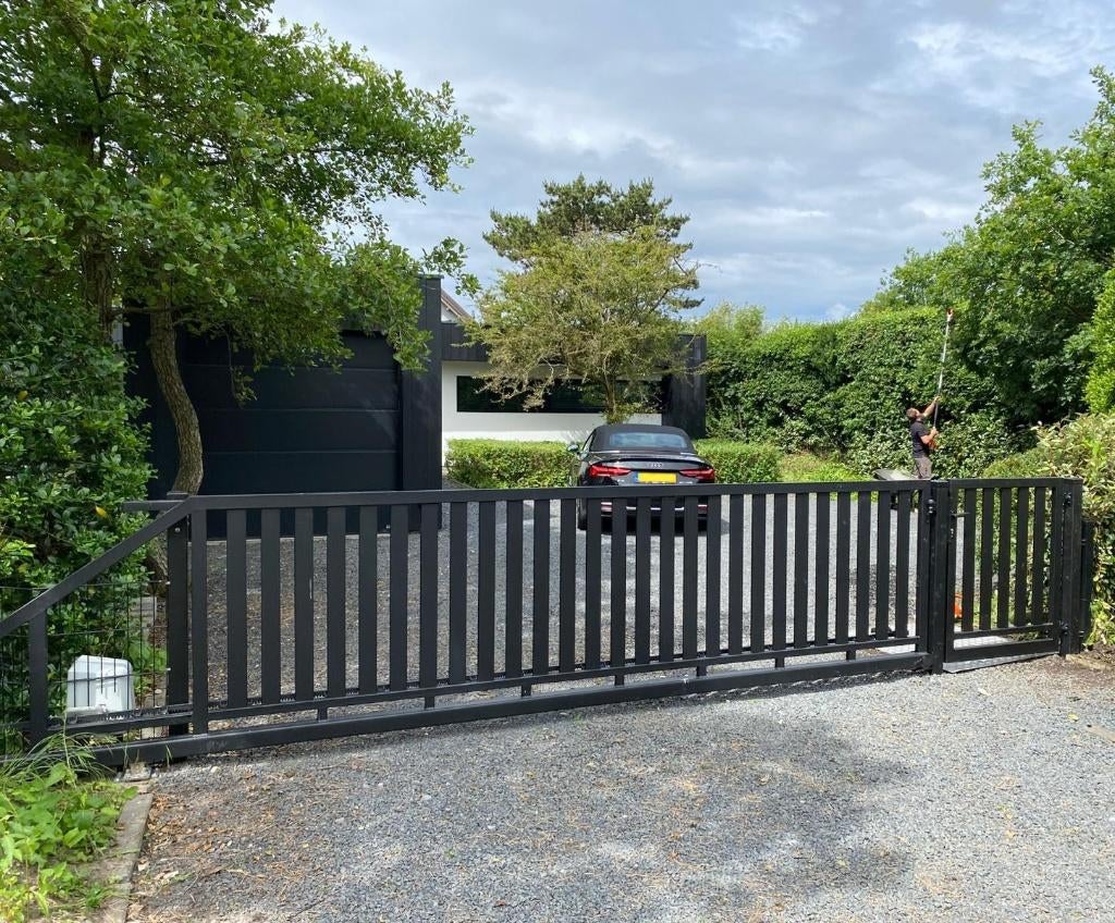 Moderne schuifpoort 'Sydney' in 4 / 5 en 6 meter doorgang!, Tuin en Terras, Met poort, Nieuw, IJzer, Spijlenhekwerk