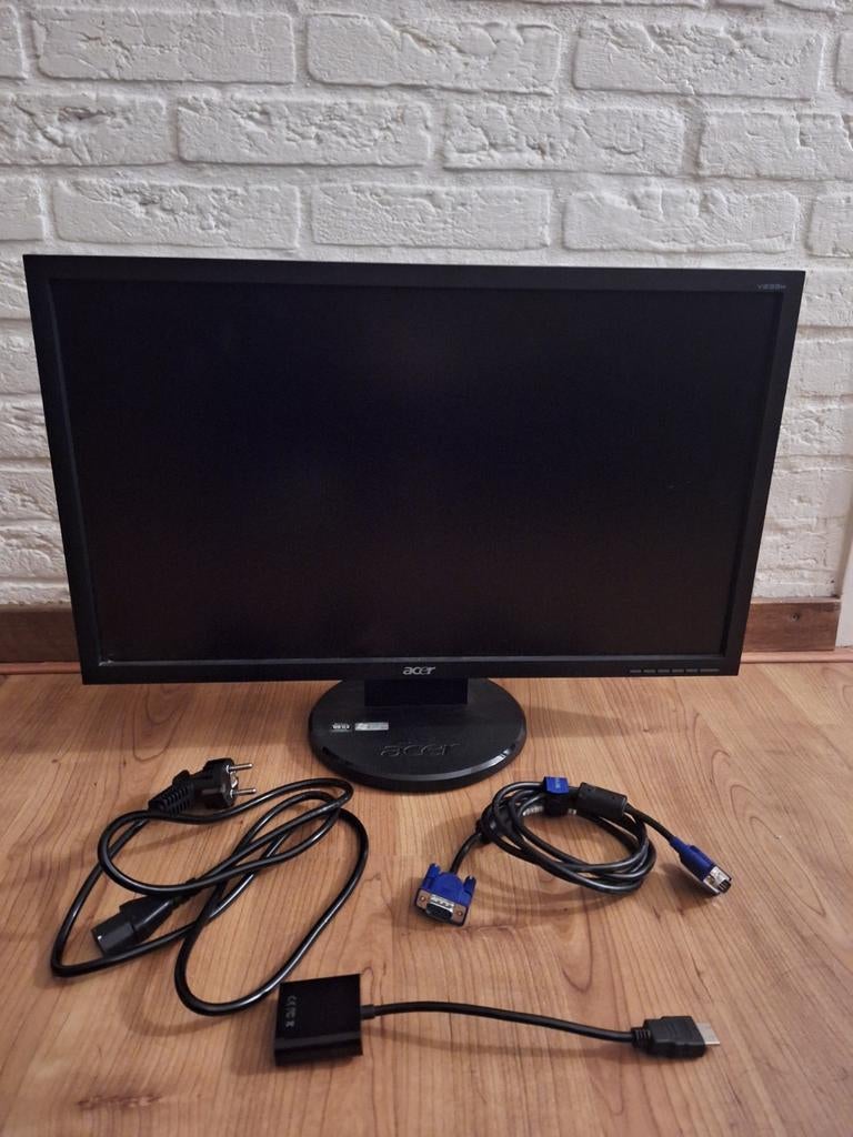Acer V233H 23 inch monitor met HDMI adapter en kabels, Ophalen, IPS, HDMI, Full HD