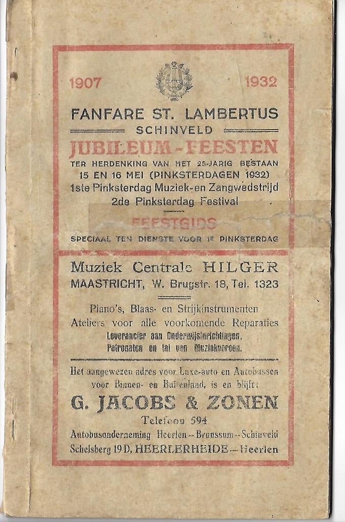 Schinveld 1932: Feestgids Fanfare St. Lambertus  (hafabra), Ophalen of Verzenden, Gelezen