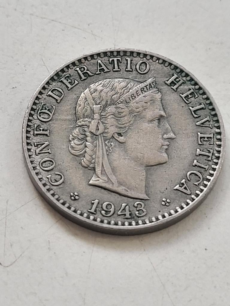 Munt Zwitserland 20 Rappen 1943 - Confœderatio Helvetica, Postzegels en Munten, Munten | Europa | Niet-Euromunten, Ophalen of Verzenden