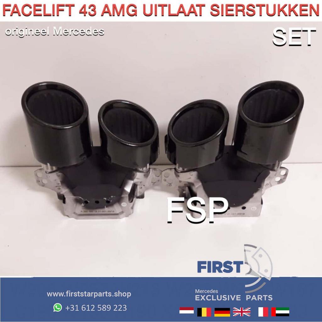 FACELIFT 43 AMG UITLAAT SIERSTUKKEN SET ZWART C43 E43 GLC43, Auto-onderdelen, Uitlaatsystemen, Gebruikt, -, Ophalen of Verzenden