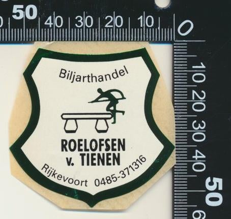 Sticker: Biljarthandel Roelofsen Van Tienen - Rijkevoort (7), Ophalen of Verzenden, Zo goed als nieuw, Bedrijf of Vereniging