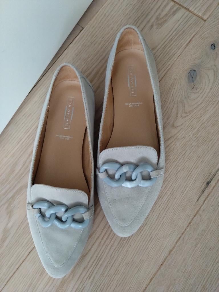 Comfortabele leren instappers mt 38, Blauw, Instappers, Ophalen of Verzenden, Zo goed als nieuw