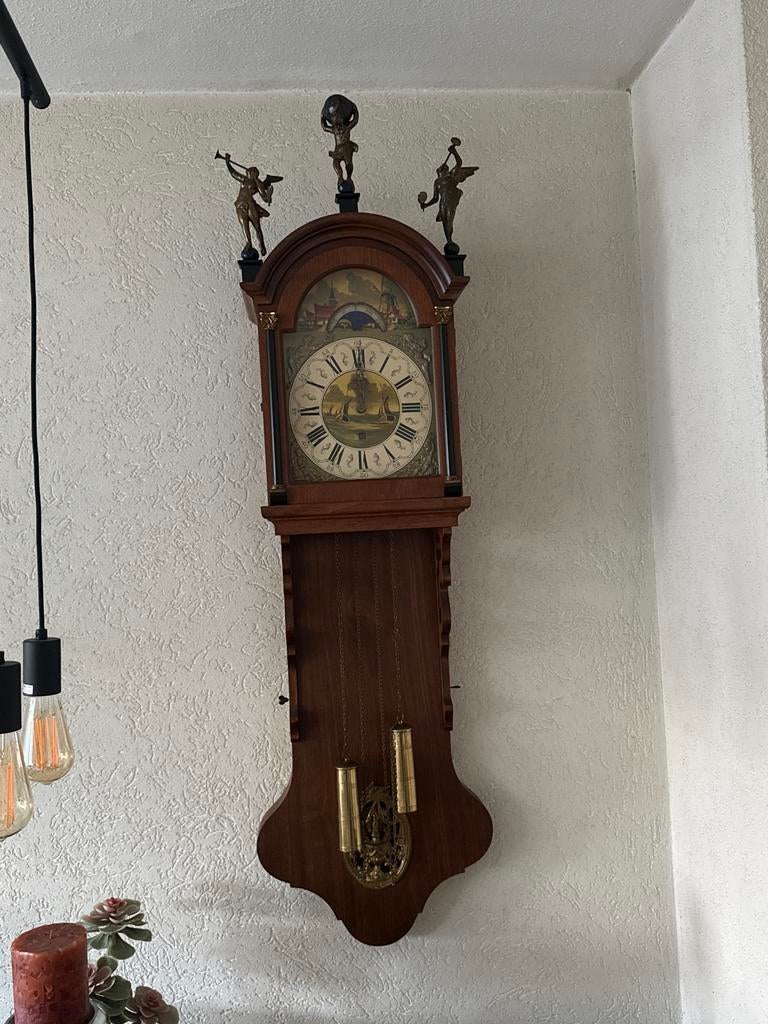 Antieke Friese Staartklok met Handgeschilderde Wijzerplaat, Antiek en Kunst, Antiek | Klokken, Ophalen