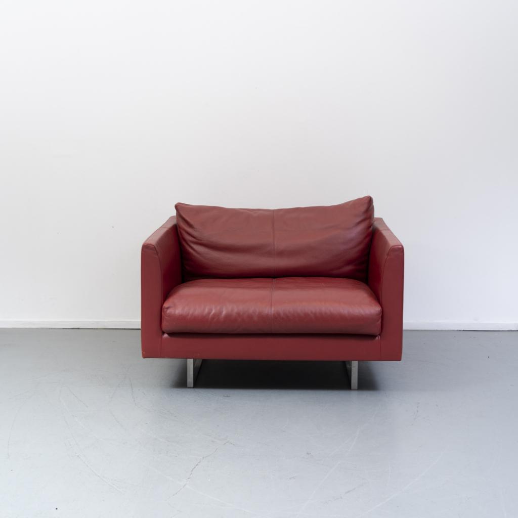 1x Montis Axel 1,5 zits Rood leder, Niet ingevuld, Niet ingevuld, Leer, Ophalen of Verzenden