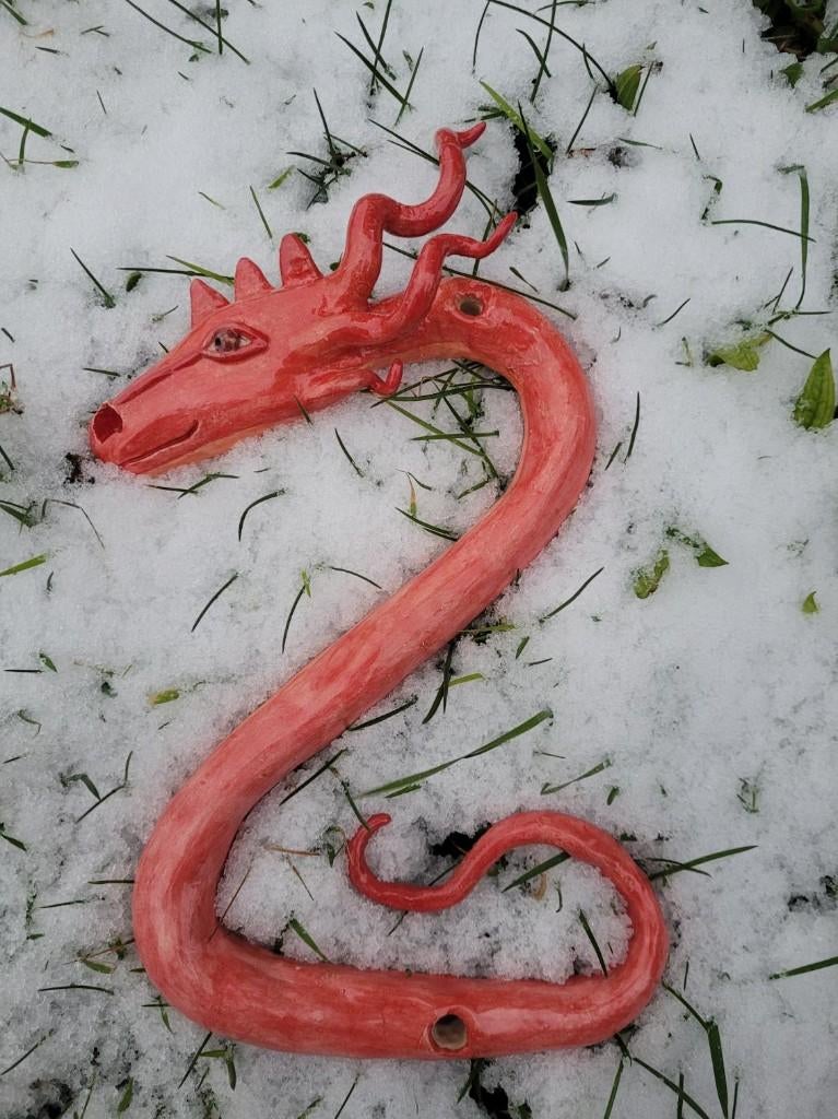 Huisnummer 2 in de vorm van een rode Vuur Draak., ., Nieuw, Ophalen of Verzenden, .