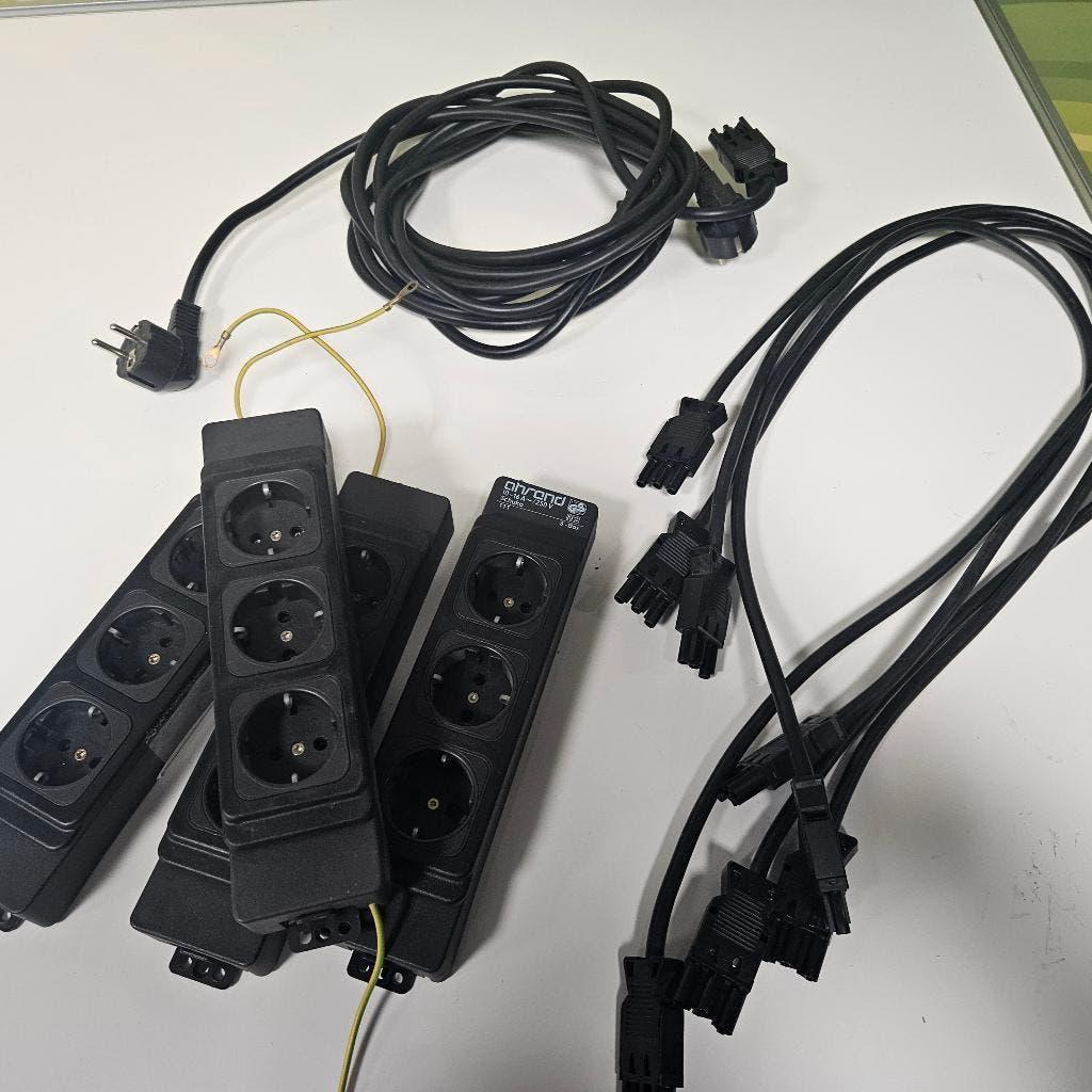 5x 3-voudige stekkerdoos met doorlussnoeren en aansluitsnoer, Ophalen of Verzenden, Gebruikt