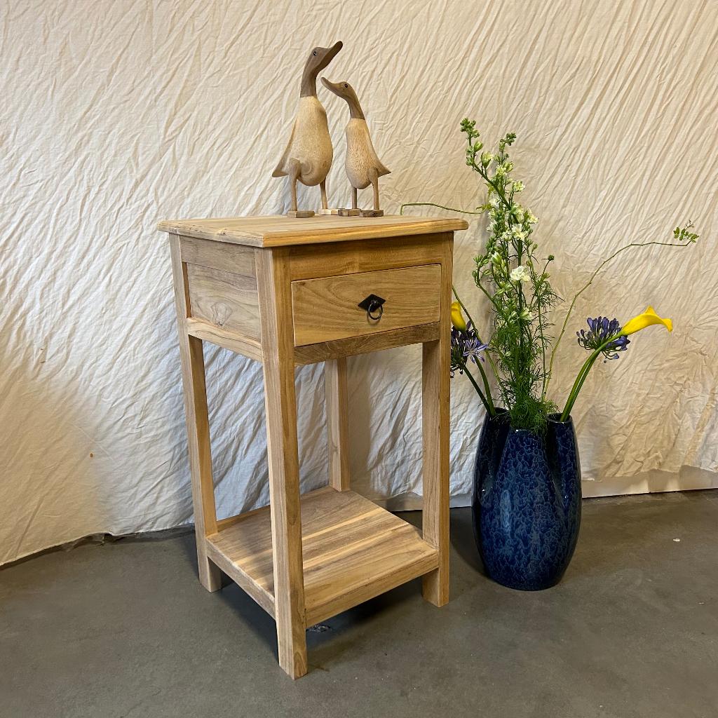 Ladekastje - 40 x 40 cm - teakhout - 1 lade - TTM Wonen, TTM Wonen, Meubels – (Perzische) Tapijten en Woonaccessoires, Minder dan 50 cm