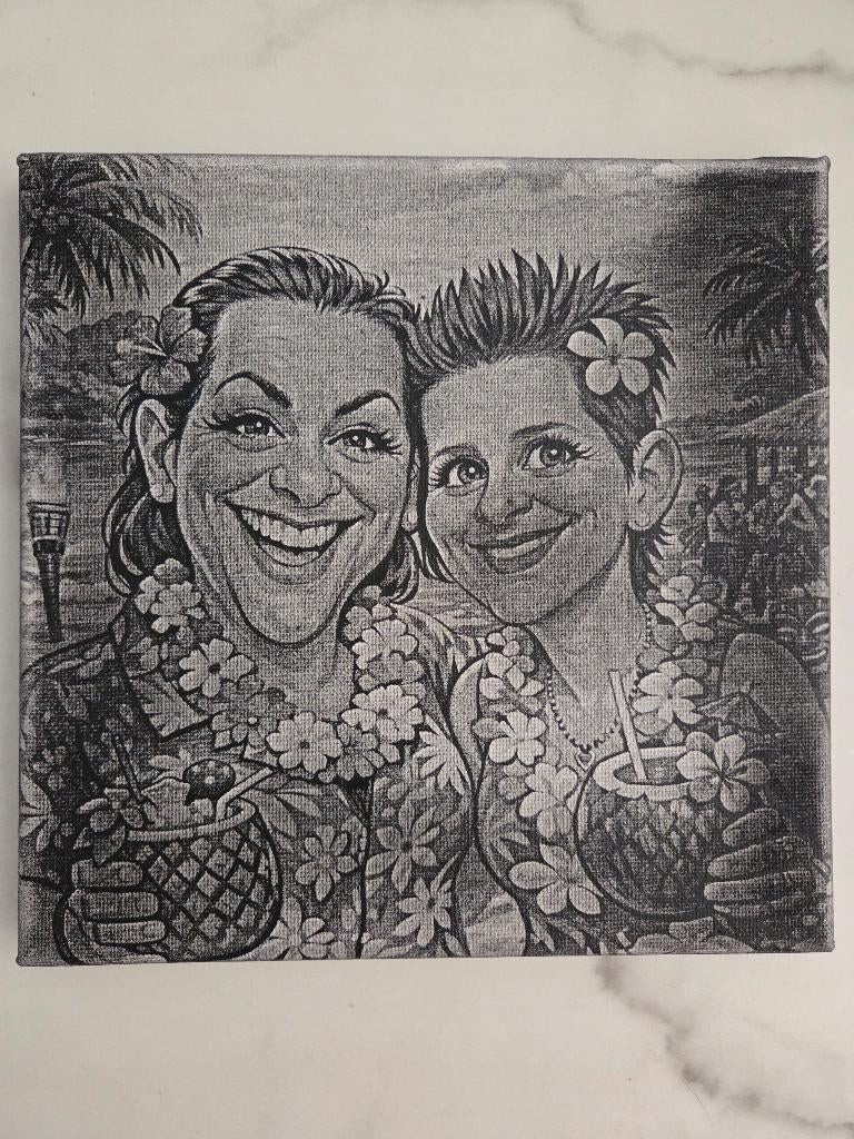 laat een leuke karikatuur van jezelf maken op canvas, Minder dan 50 cm, Nieuw, Ophalen of Verzenden, Schilderij