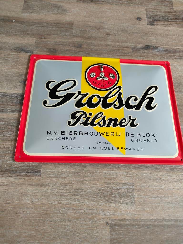 Grolsch Pilsner  reclamebord, Ophalen of Verzenden, Reclamebord, Plaat of Schild, Grolsch