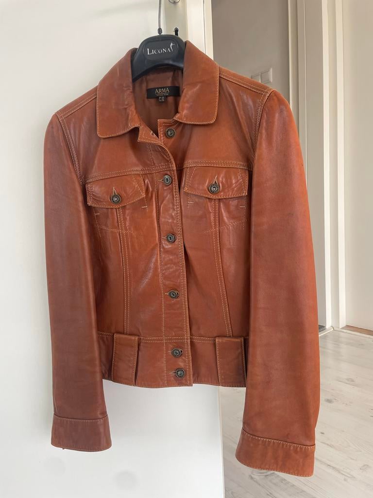 ARMA Leren Jasje Cognac - Maat 40, Kleding | Dames, Jassen | Zomer, Ophalen of Verzenden, Gedragen, Maat 38/40 (M), Bruin