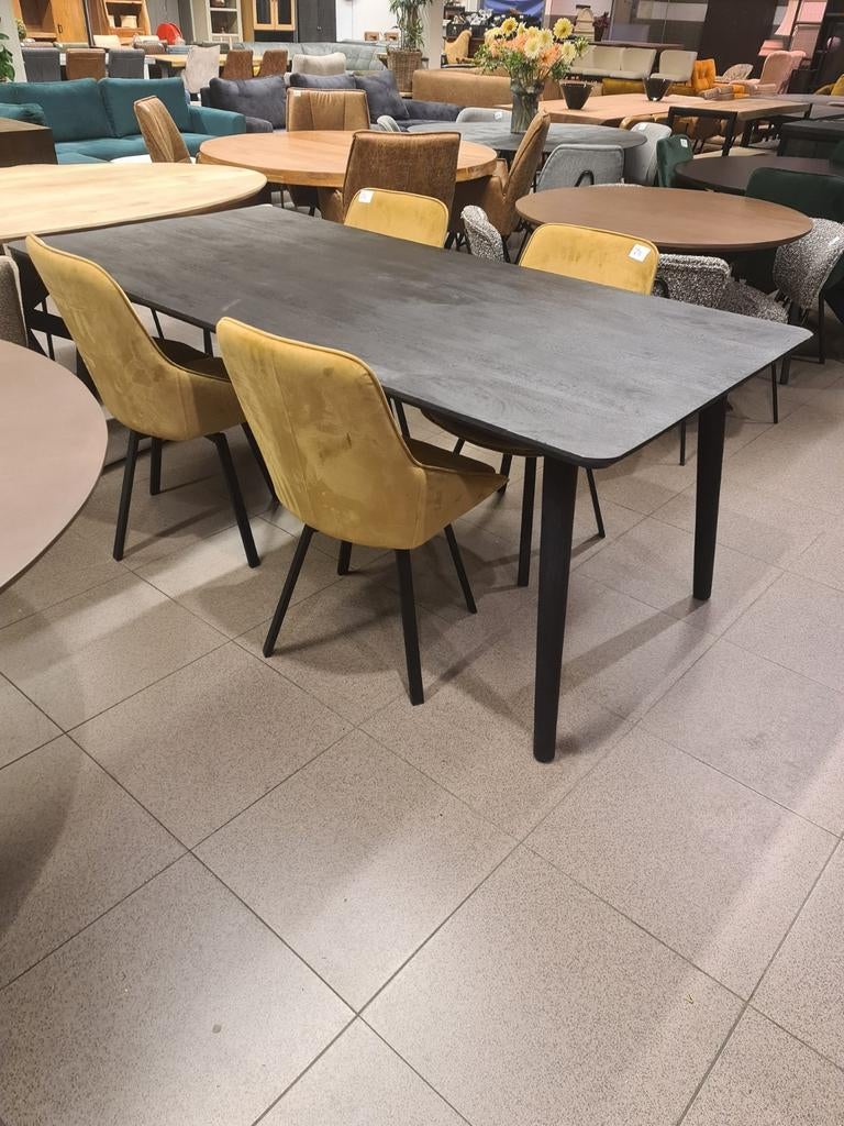 Nieuwe eettafel 200x100cm vintage stijl zwart mangohout €295, Ophalen, ., Nieuw, .
