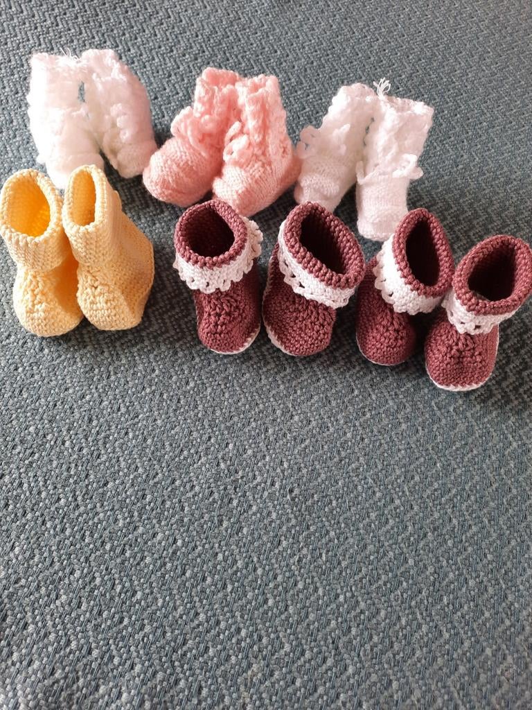 Leuke gebreide en gehaakte babysokjes - wol en katoen, Jongetje of Meisje, Handgemaakt, Nieuw, Ophalen of Verzenden