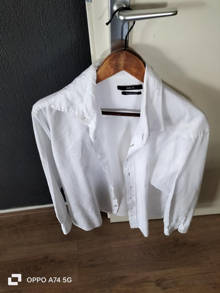 Mooi Hema washed linnen overhemd maat XL, Wit, Zo goed als nieuw, Halswijdte 43/44 (XL), Ophalen