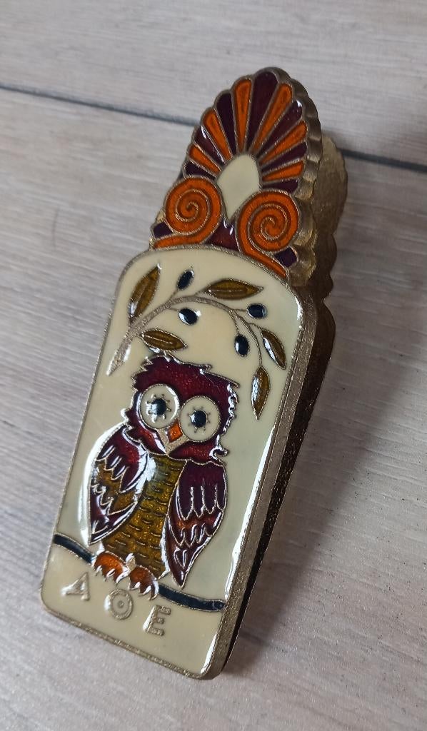 Cloisonné klem met uil en zeilschip, Antiek en Kunst, Ophalen of Verzenden