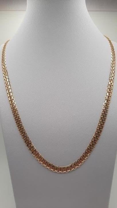 gouden platte ketting 14kt, Www.bredajuwelier.nl, Nieuw, Ophalen of Verzenden, Www.bredajuwelier.nl