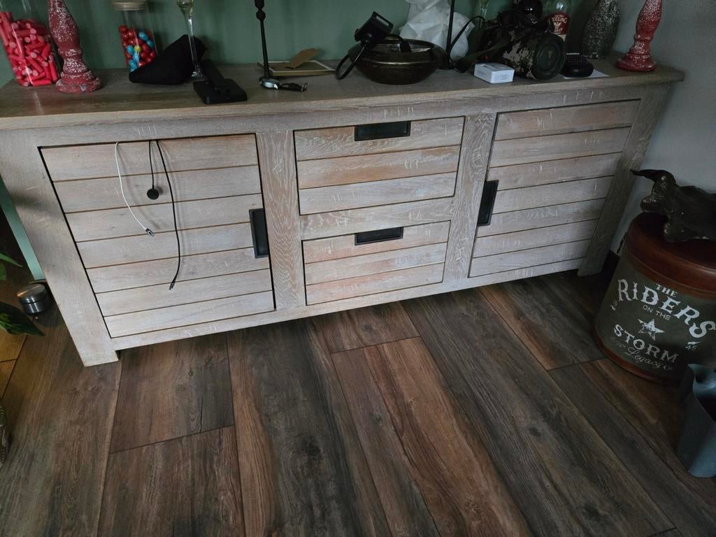 Dressoir vol eiken whitewash, Ophalen, 25 tot 50 cm, 150 tot 200 cm