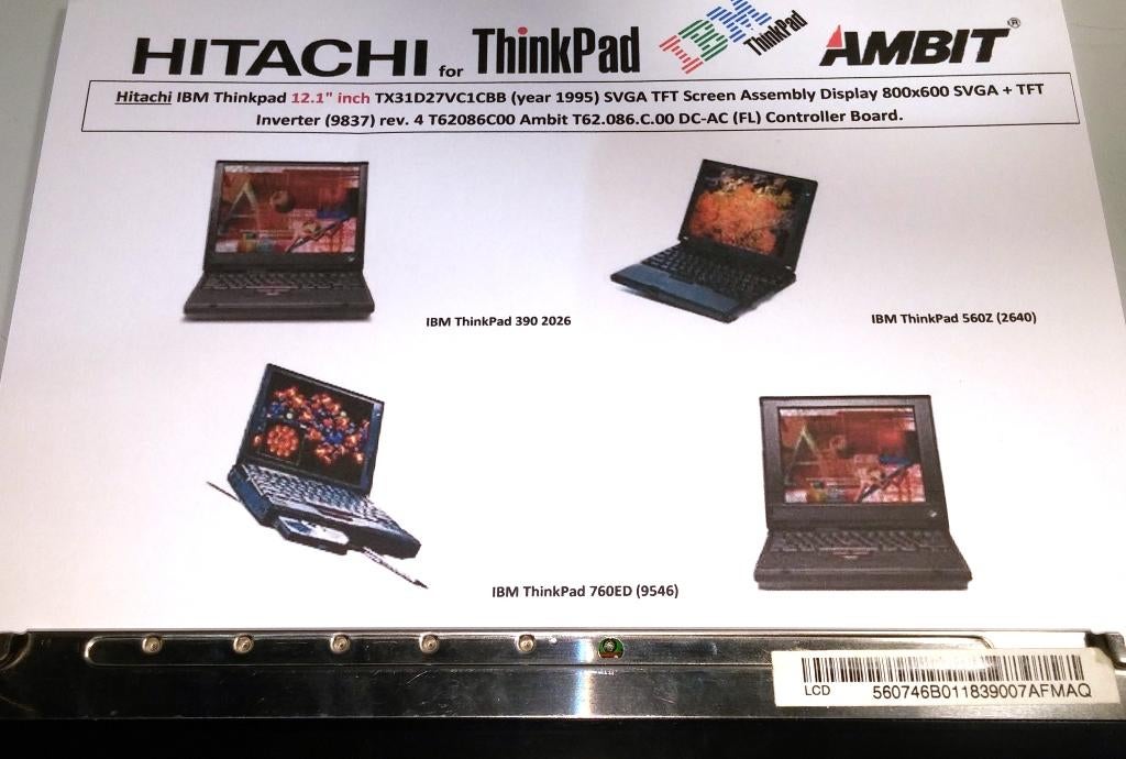 Hitachi TX31D27VC1CBB 12.1 TFT IBM Thinkpad Acer T62086C00, Computers en Software, Monitoren, Touchscreen, Refurbished, Ophalen of Verzenden