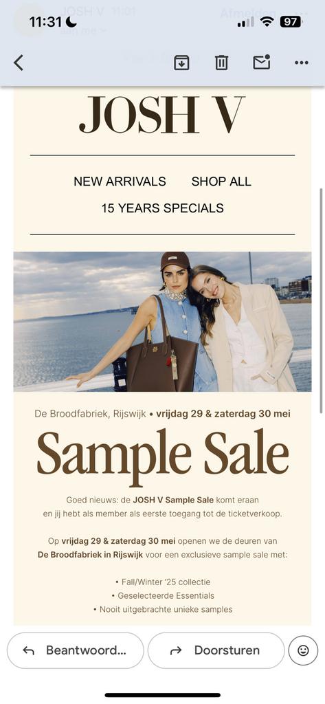 Sample sale josh v!!, Twee personen, Mei