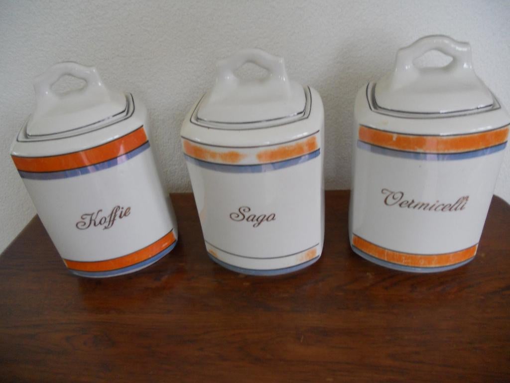 15 voorraadpotten aardewerk porselein jaren '70, Ophalen, Huis en Inrichting