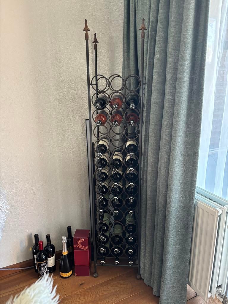 Antiek Metalen Wijnrek voor 39 Flessen, Ophalen, Gebruikt, 25 flessen of meer, Metaal