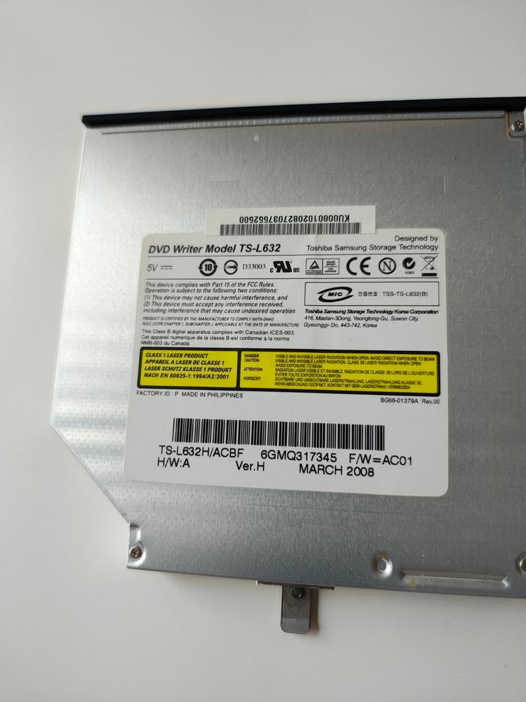 Toshiba Samsung DVD Brander Laptop TS-L632 Intern, Ophalen, Intern, Gebruikt, Dvd