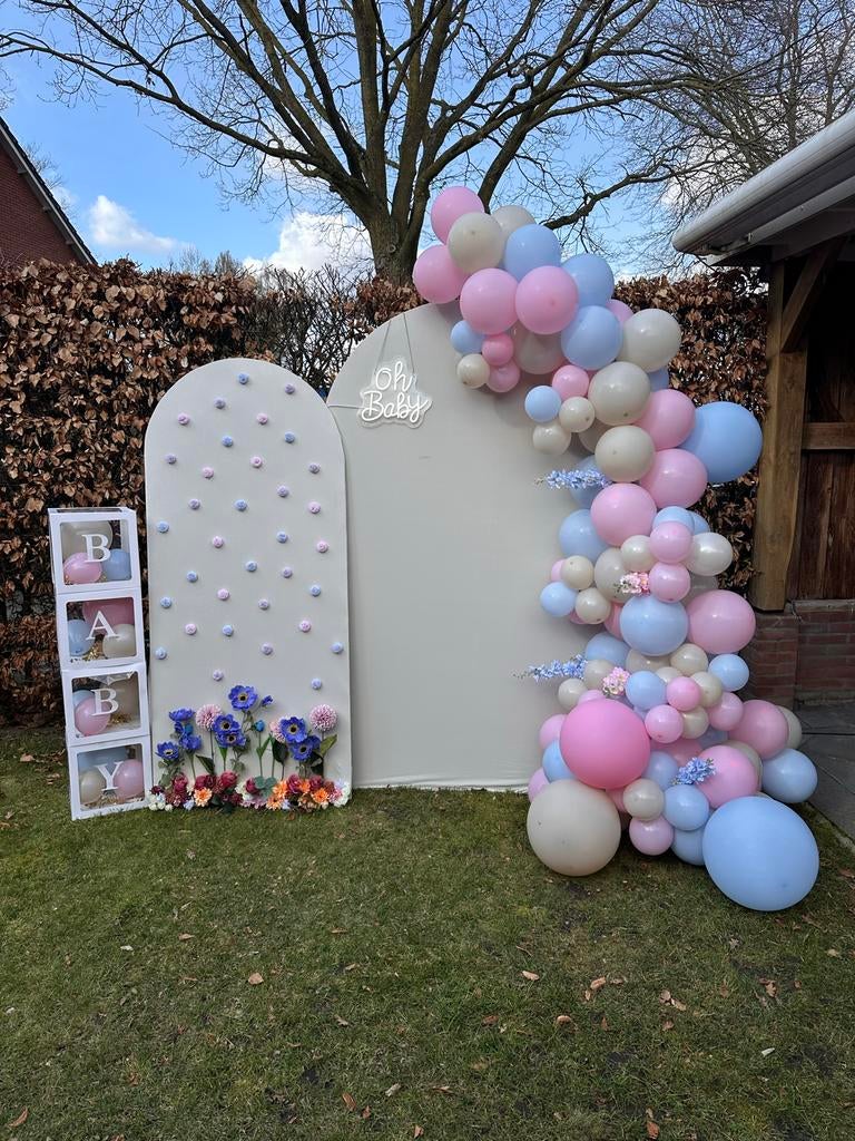 Backdrops te huur / te koop – perfect voor jouw feestje!, Hobby en Vrije tijd, Feestartikelen, Ophalen, Gebruikt, Versiering, Geboorte of Huwelijk