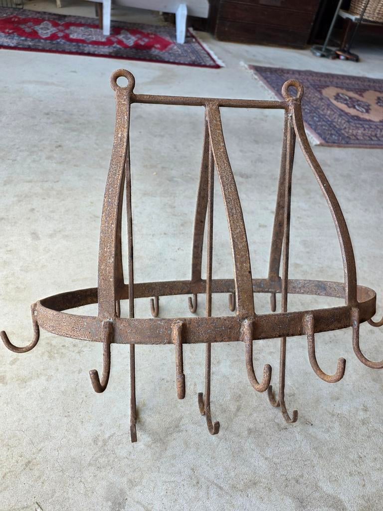 Brocante landelijke ijzeren wildrek /pannenrek, Ophalen of Verzenden