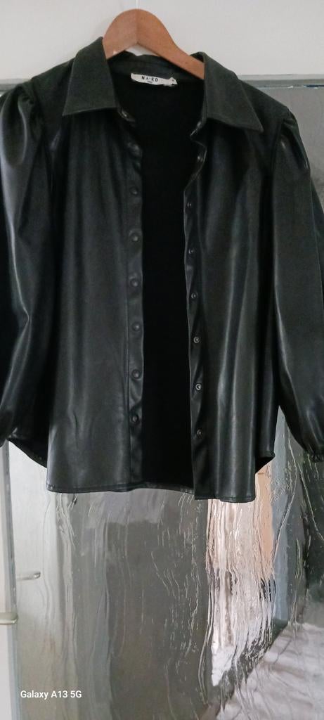 Dames blouse lederlook zwart maat 42, Ophalen of Verzenden, Zo goed als nieuw, Maat 42/44 (L), Zwart