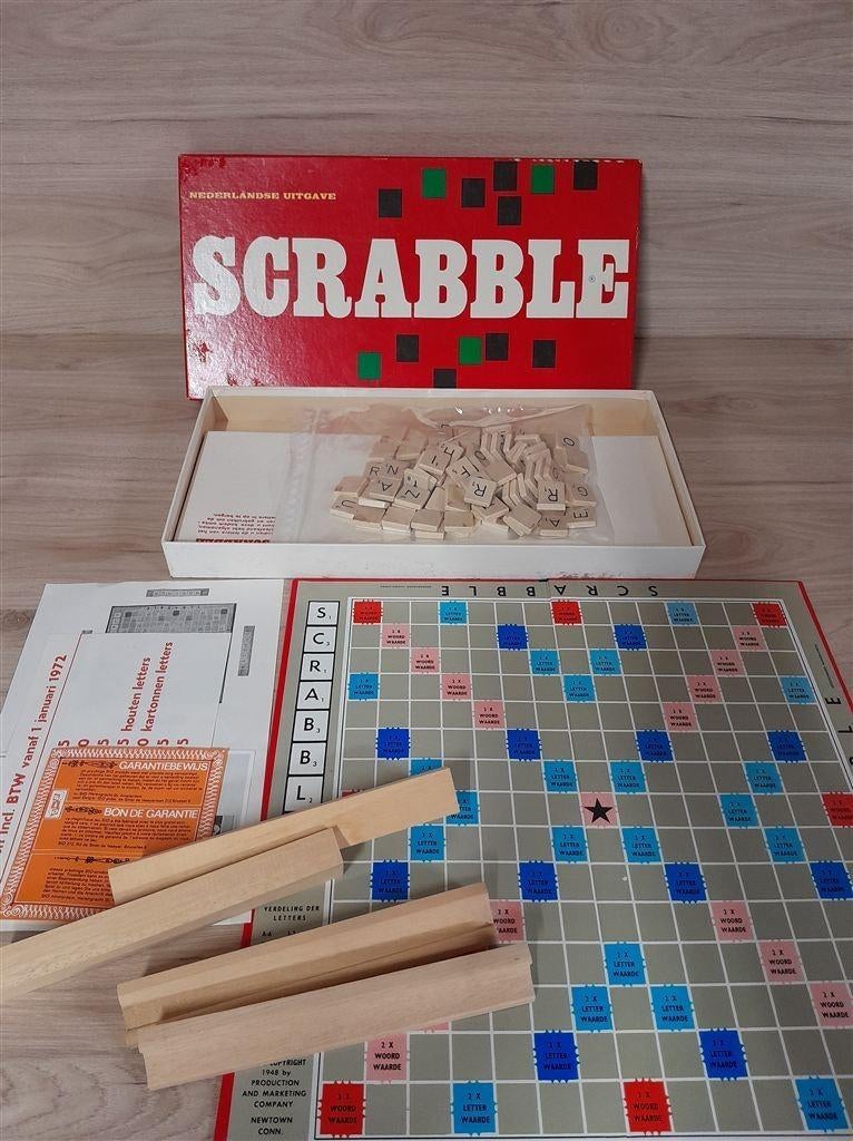 scrabble rode doos houten letters spel [s1242]