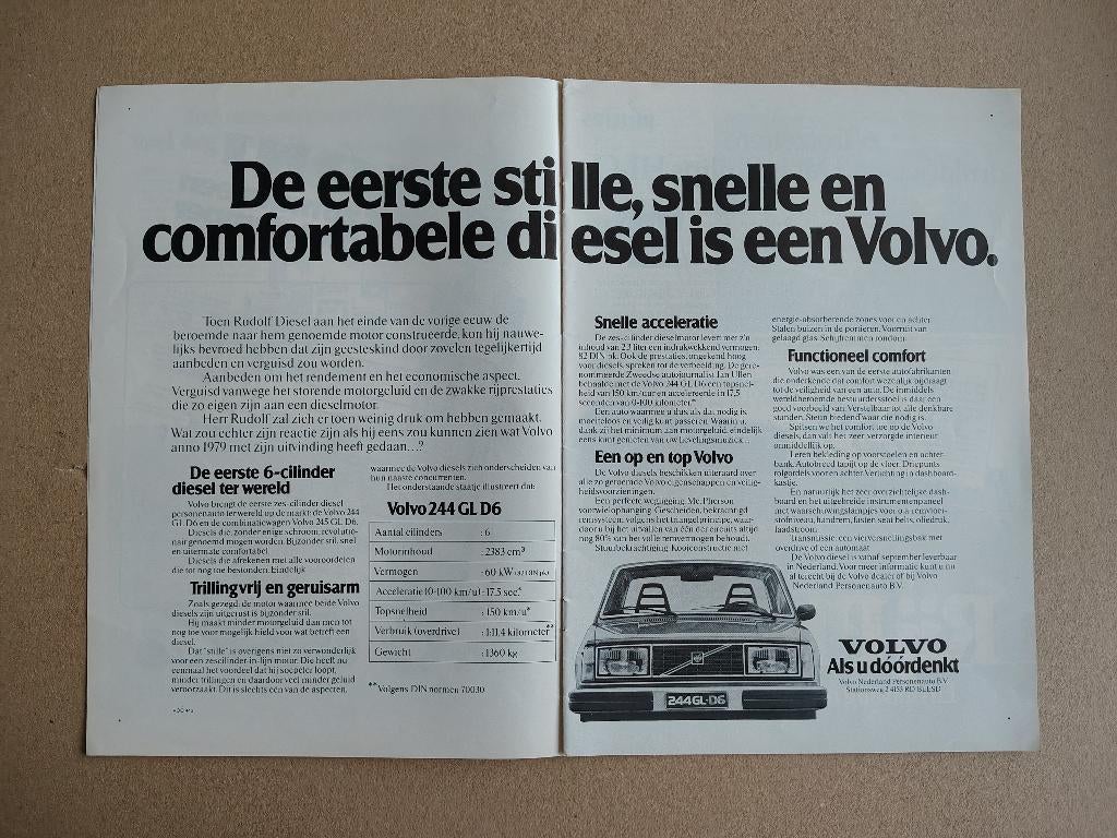 Reclame (uit oud tijdschrift) Volvo 244 GL (1980), Verzenden, Gebruikt, Auto's